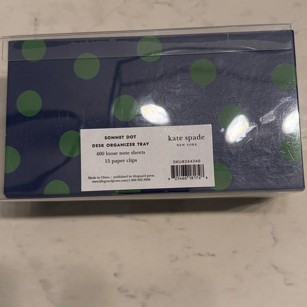 Kate Spade Blue Tray with Green Polka Dots